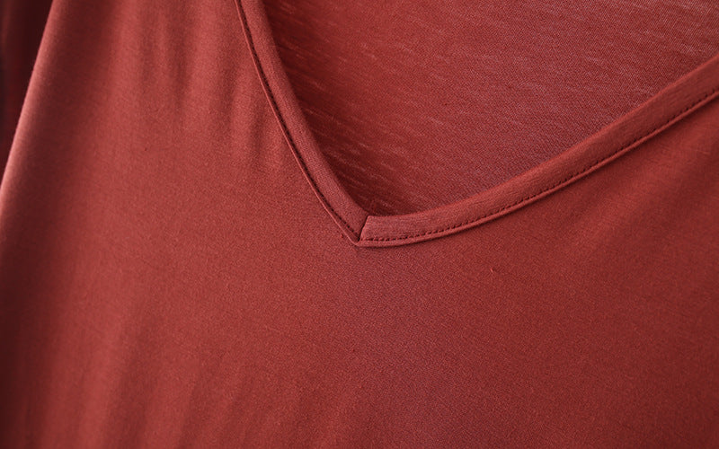 Einfarbig und V-Ausschnitt Ärmelloses lockeres Damen-T-Shirt Lässiges Bottoming Shirt Innenbekleidung Bluse