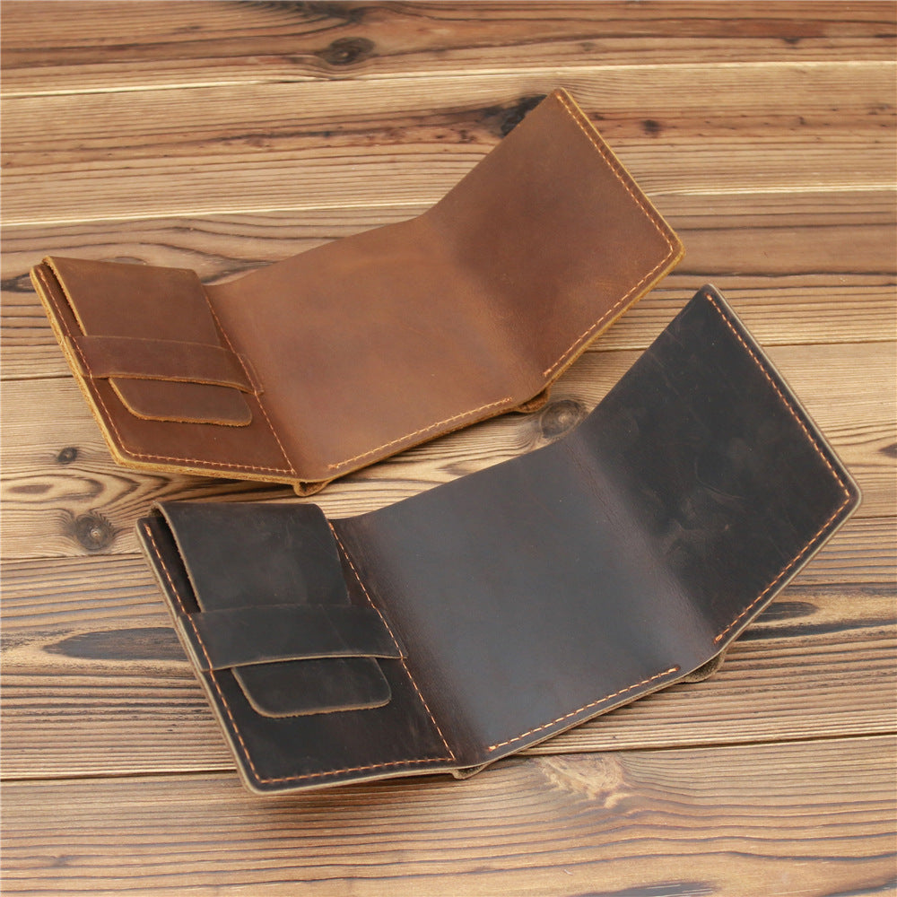 Männer Retro Crazy Horse Leder Brieftasche