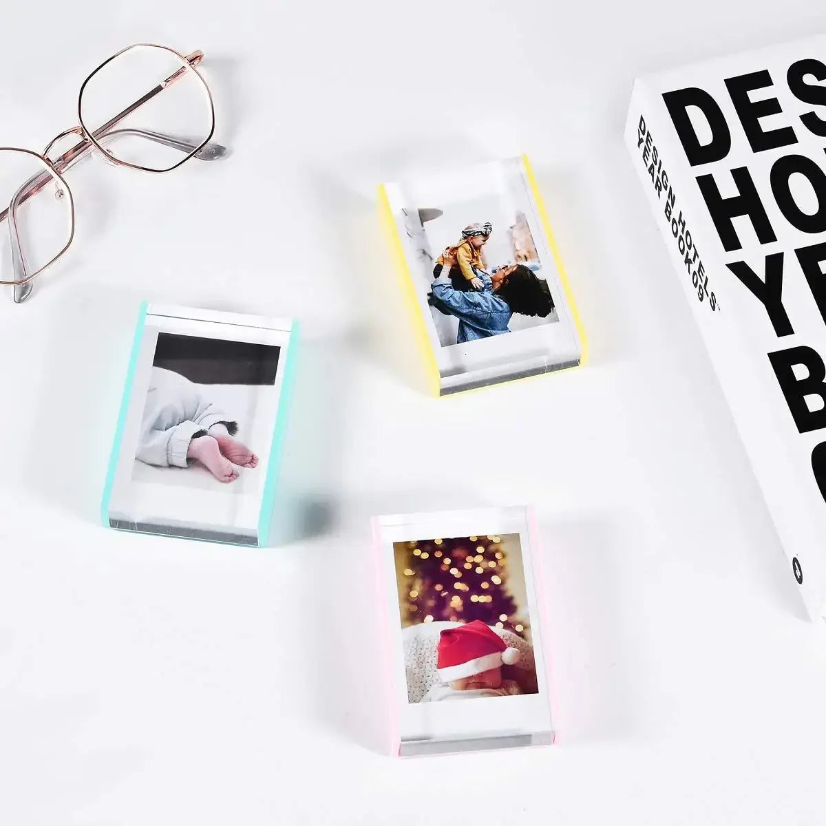 Mini Film Digital Photo Frames, Colorful Acrylic Photo Frame, Home, Office, Desktop, Picture Frame, Polaroid Frame, 3" - Confia