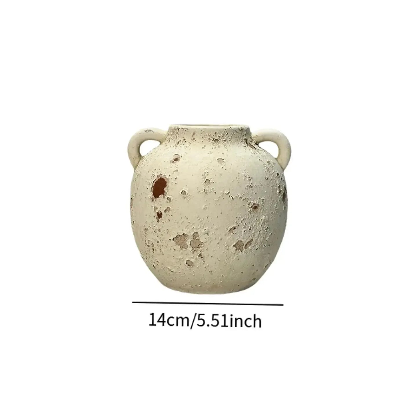Ceramic Vase Retro Wabi Sabi Pottery Handmade Distressed Flower Vase Plant Container for Entryway Dining Room Bookshelf Rustic - Confia
