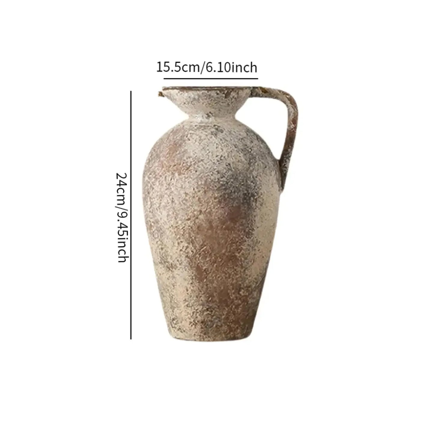 Ceramic Vase Retro Wabi Sabi Pottery Handmade Distressed Flower Vase Plant Container for Entryway Dining Room Bookshelf Rustic - Confia