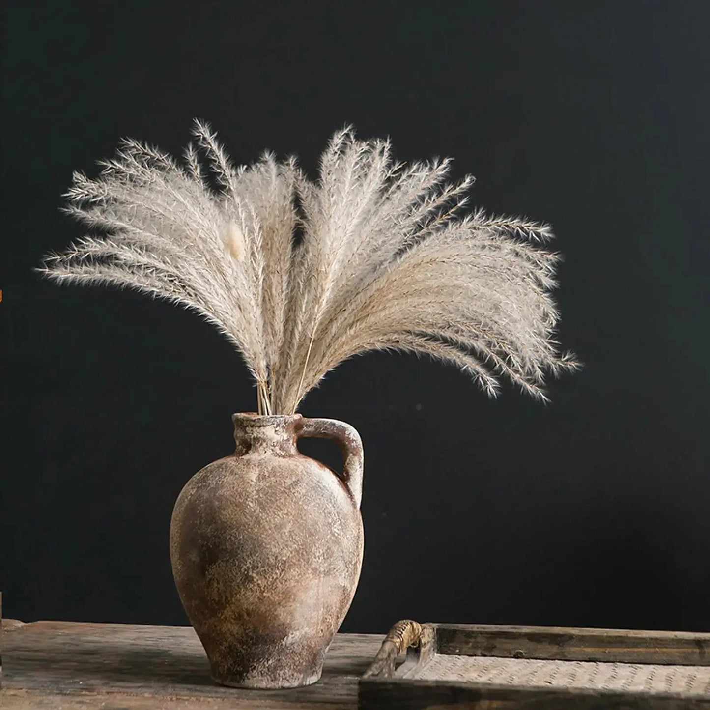Ceramic Vase Retro Wabi Sabi Pottery Handmade Distressed Flower Vase Plant Container for Entryway Dining Room Bookshelf Rustic - Confia