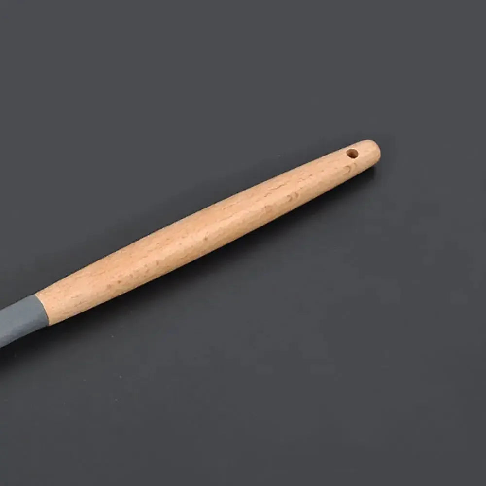 Silicone world Cooking Kitchenware Tool Silicone Utensils With Wooden Multifunction Handle Non-Stick Spatula Spoon Brush - Confia