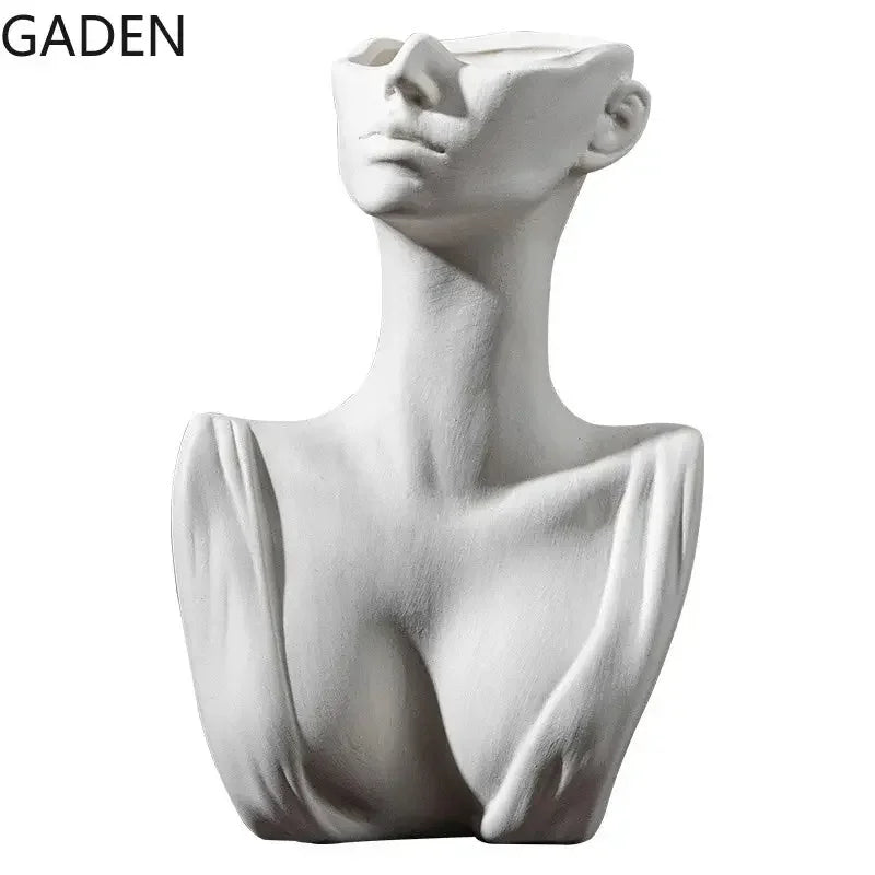Ceramic Dried Flower Vase Home Art Deco Vase Nordic White Handicraft Decoration Living Room Desktop Flower Arrangement Vase - Confia