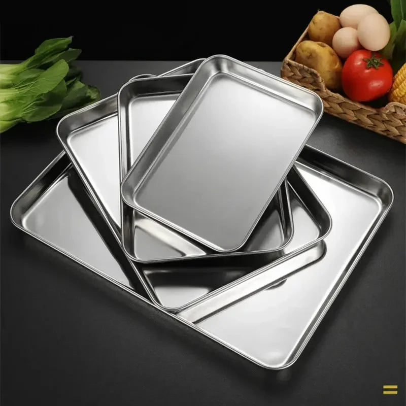 BBQ Bakeware for Baking Cooking Sheet & Rack Set, Stainless Steel Cookies Sheet Large Oven Pan Tray Cooling Grid Rack for Bread Meats, Non Stick Rectangular Deep Dish Oven - Confia
