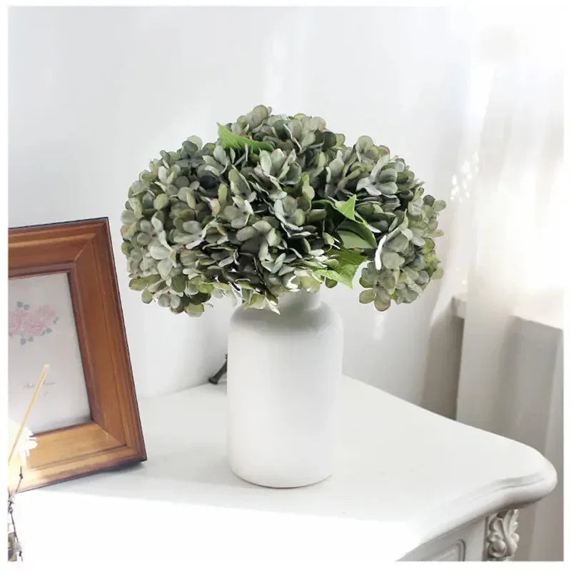 Artificial Flowers Silk Hydrangea Vase for Home Decoration Accessories Wedding Decorative Fake Plants Christmas Garland Material - Confia