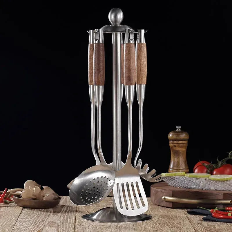 Kitchen Cooking Utensils, Turner/ Soup Ladle/ Slotted Turner/ Slotted Spoon/ Pasta Server, 304 Staniless Steel - Confia
