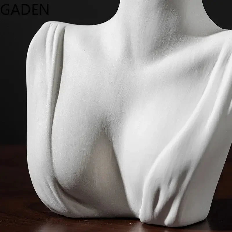 Ceramic Dried Flower Vase Home Art Deco Vase Nordic White Handicraft Decoration Living Room Desktop Flower Arrangement Vase - Confia