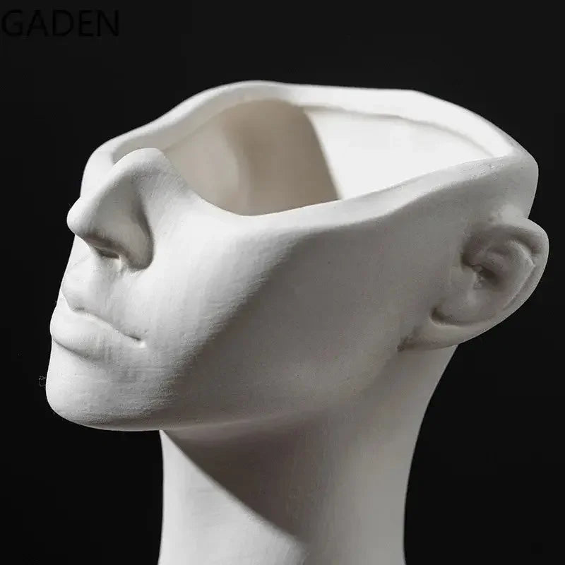 Ceramic Dried Flower Vase Home Art Deco Vase Nordic White Handicraft Decoration Living Room Desktop Flower Arrangement Vase - Confia