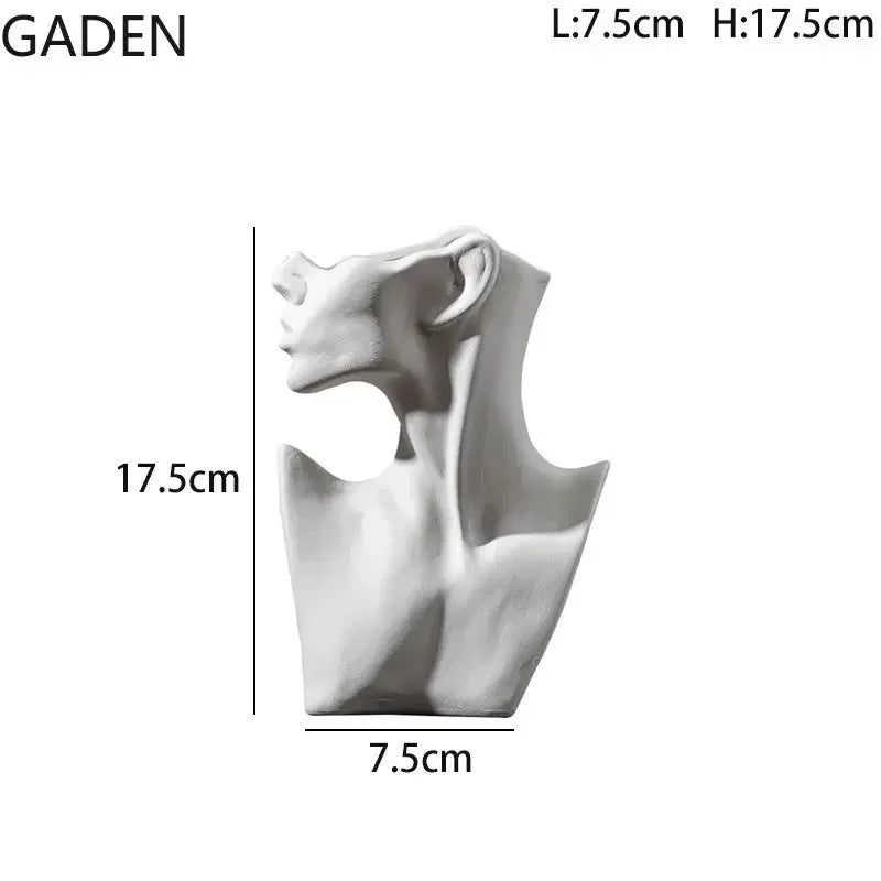 Ceramic Dried Flower Vase Home Art Deco Vase Nordic White Handicraft Decoration Living Room Desktop Flower Arrangement Vase - Confia