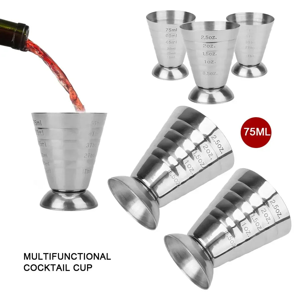 Stainless Steel Cocktail Jigger 75ml/2.5oz Bar Jigger Bell Jigger Measuring Liquor Shot Cup Drink Mixer Measurer - Confia