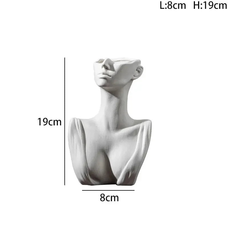 Ceramic Dried Flower Vase Home Art Deco Vase Nordic White Handicraft Decoration Living Room Desktop Flower Arrangement Vase - Confia