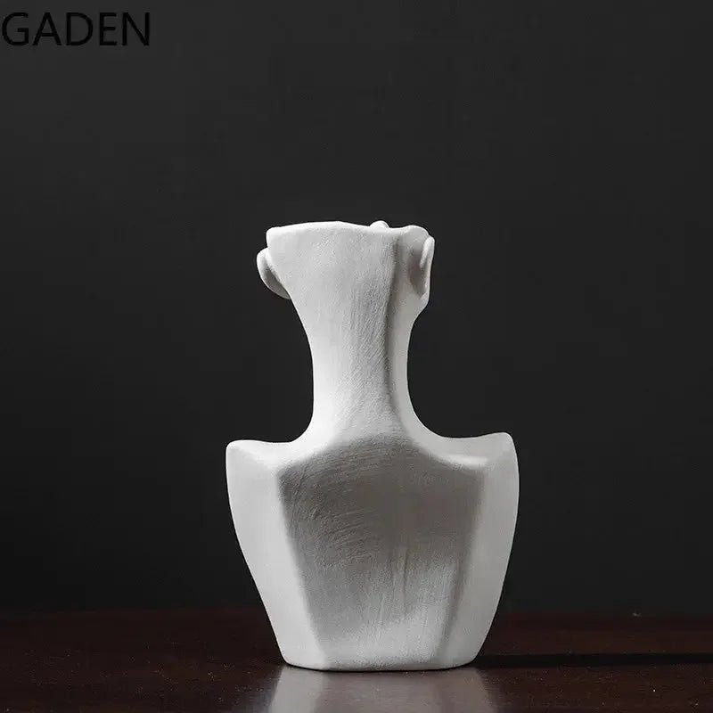 Ceramic Dried Flower Vase Home Art Deco Vase Nordic White Handicraft Decoration Living Room Desktop Flower Arrangement Vase - Confia