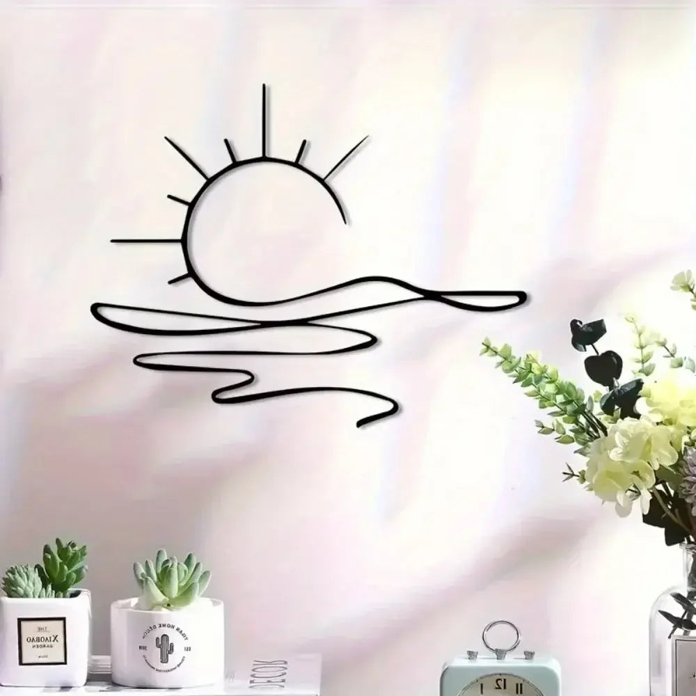 Sunrise & Art Chic, Minimalist Iron Wall Decor For Modern Home Aesthetics | Metal Wall Art | Housewarming Gifts | Wedding Gifts - Confia