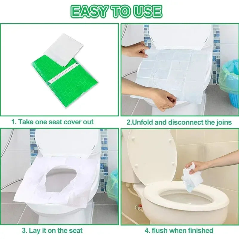 10/30/50PCS Disposable Toilet Seat Cover Paper Toilet Seat Covers Waterproof and Non Slip Individually Wrapped Portable Seat Cover for Kids Pregnant Travel - Confia - reusablefoodstoragebags confia