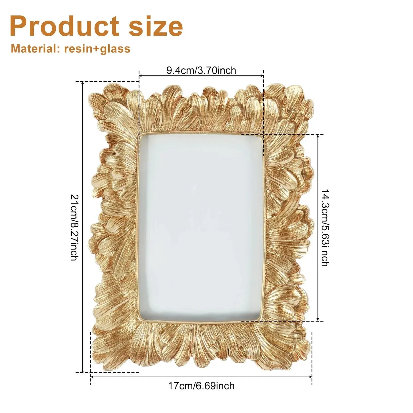 Picture Frame Antique Leaf Embossment Photo Frame with Protection Glass Vintage Decorative Frames Perfect for Home Decor, Unique Gift Idea, Durable, Birthday, Wedding, Return Gift - Confia