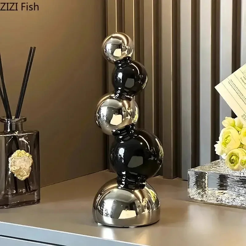 Creative Spherical Geometry Sculpture Ornaments Desk Decoration Modern Crafts Abstract Ceramic Statue Room Aesthetics Decor - Confia