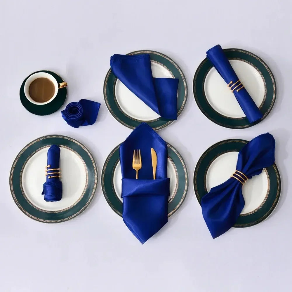 12Pcs 30*30cm Square Satin Table Napkin | Hotel Serving Table Napkins | Washable Handkerchief | Wedding Birthday Banquet Decoration - Confia - reusablefoodstoragebags confia