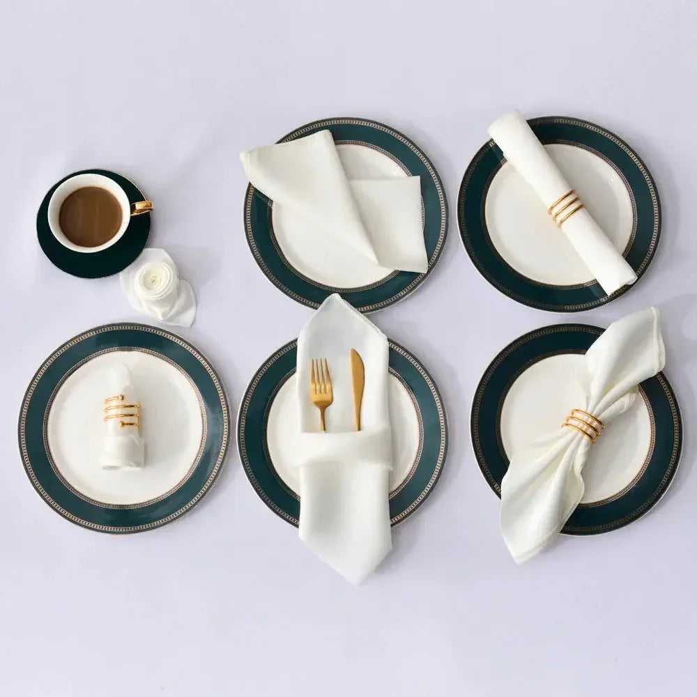 12Pcs 30*30cm Square Satin Table Napkin | Hotel Serving Table Napkins | Washable Handkerchief | Wedding Birthday Banquet Decoration - Confia - reusablefoodstoragebags confia