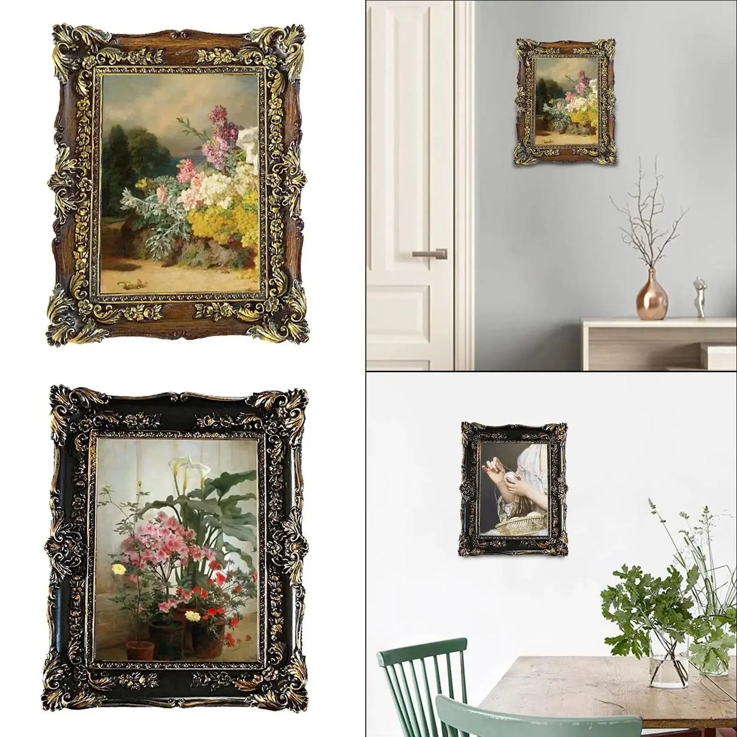 Resin Photo Frame 5x7 Tabletop and Wood Carving Antique Photo Frame for Wall Decorating Gifting Home Décor - Confia