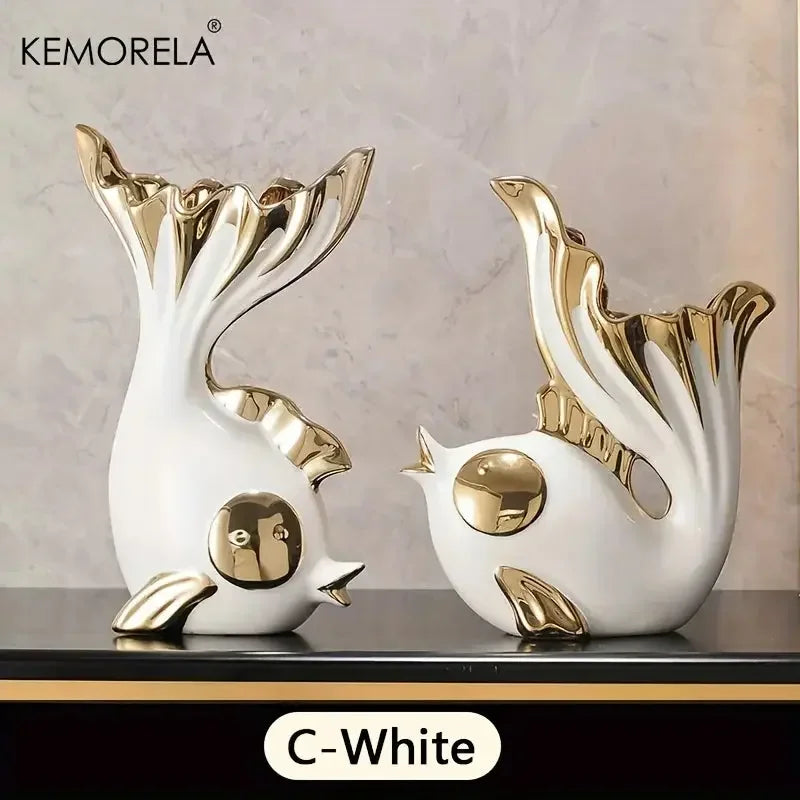 Ceramics Statue Exquisite Home Decor Modern Abstract Art Statue Ornaments Sculpture Decoration for Living Room Table Centerpiece - Confia