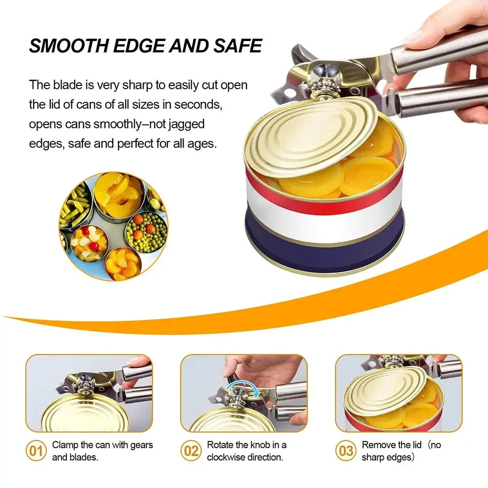 Multipurpose Manual Can Opener and Bottle Opener, Tin Cutter with Smooth Edge Comfortable & Anti Slip Hand Grip - Confia
