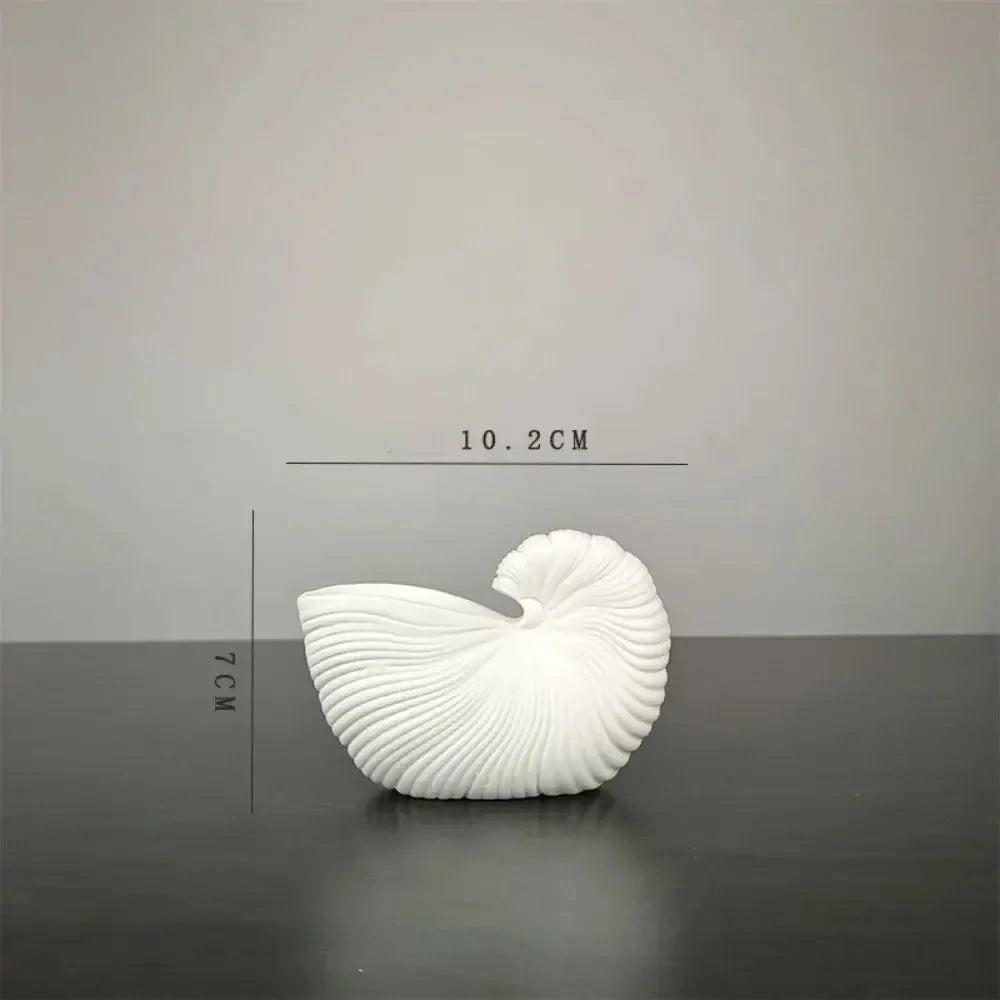 Ceramic Vase with Shell Conch Design Elegant Flower Arrangement Pot Luxury Tabletop Decor for Living Room Modern Boho Home Decor - Confia