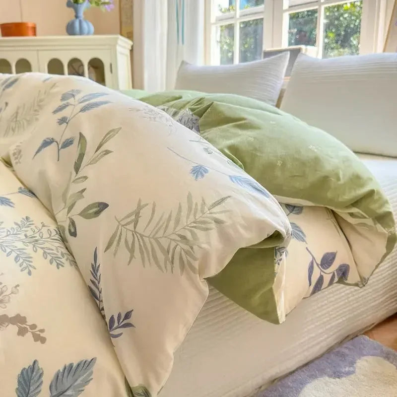 Floral Printed Duvet Cover 1Piece - 100% Cotton Luxury Bedding - Confia - reusablefoodstoragebags confia