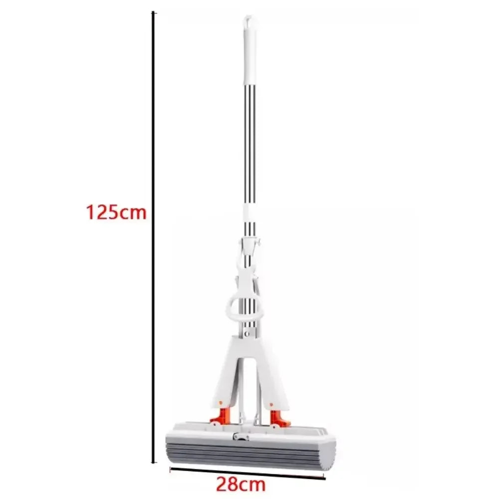 Collodion Mop Foldable Water Free Hand Washing Squeeze with Stainless Steel Handle, Foam Sponge Mop for Hardwood Laminate Tile - Confia - reusablefoodstoragebags confia