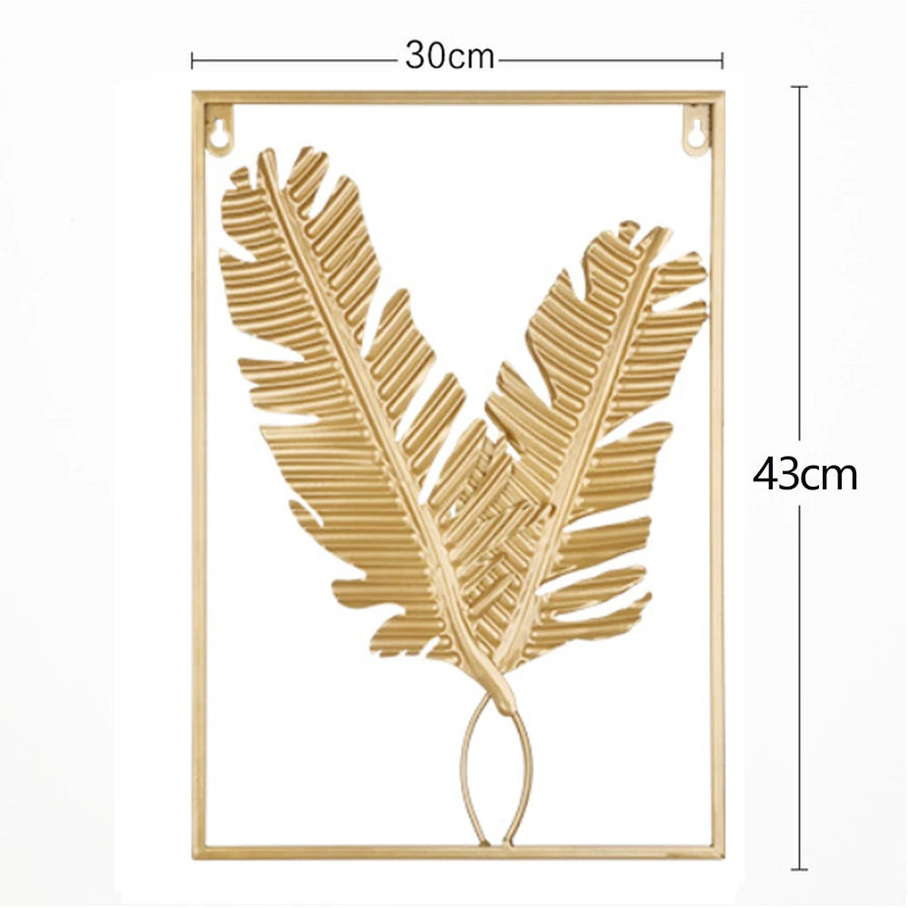 Metal Leaf Iron Wall Hanging Decor Palm Maple Leaves Plant Ginkgo Nordic Wall Pendant Mural Living Room Bedroom Home Decoration