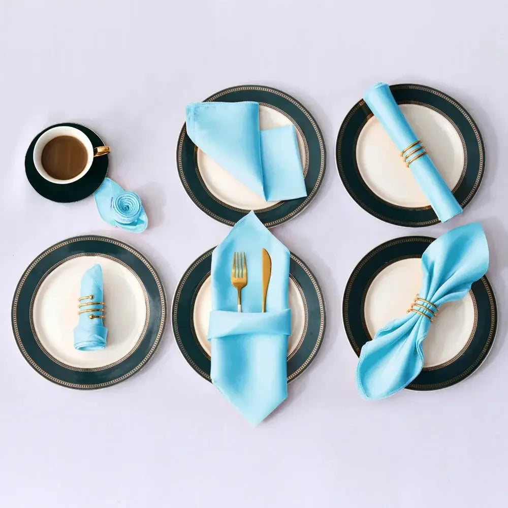 12Pcs 30*30cm Square Satin Table Napkin | Hotel Serving Table Napkins | Washable Handkerchief | Wedding Birthday Banquet Decoration - Confia - reusablefoodstoragebags confia