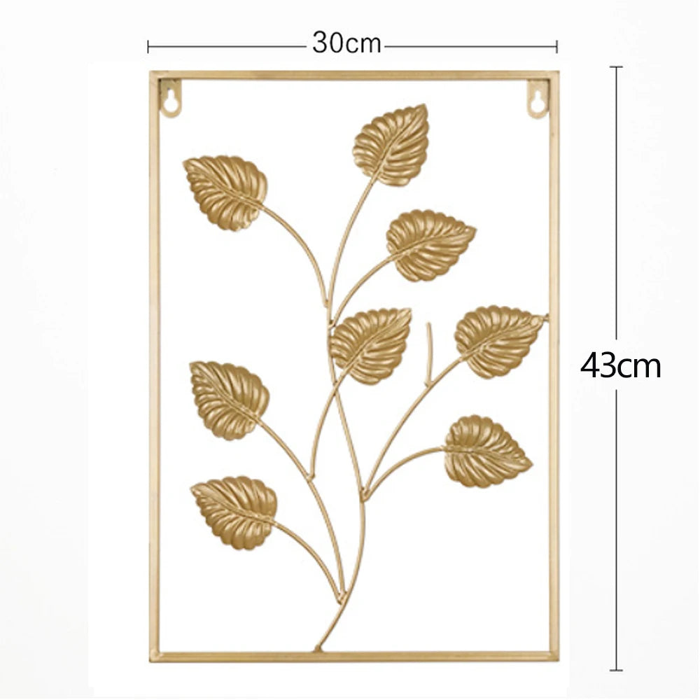Metal Leaf Iron Wall Hanging Decor Palm Maple Leaves Plant Ginkgo Nordic Wall Pendant Mural Living Room Bedroom Home Decoration