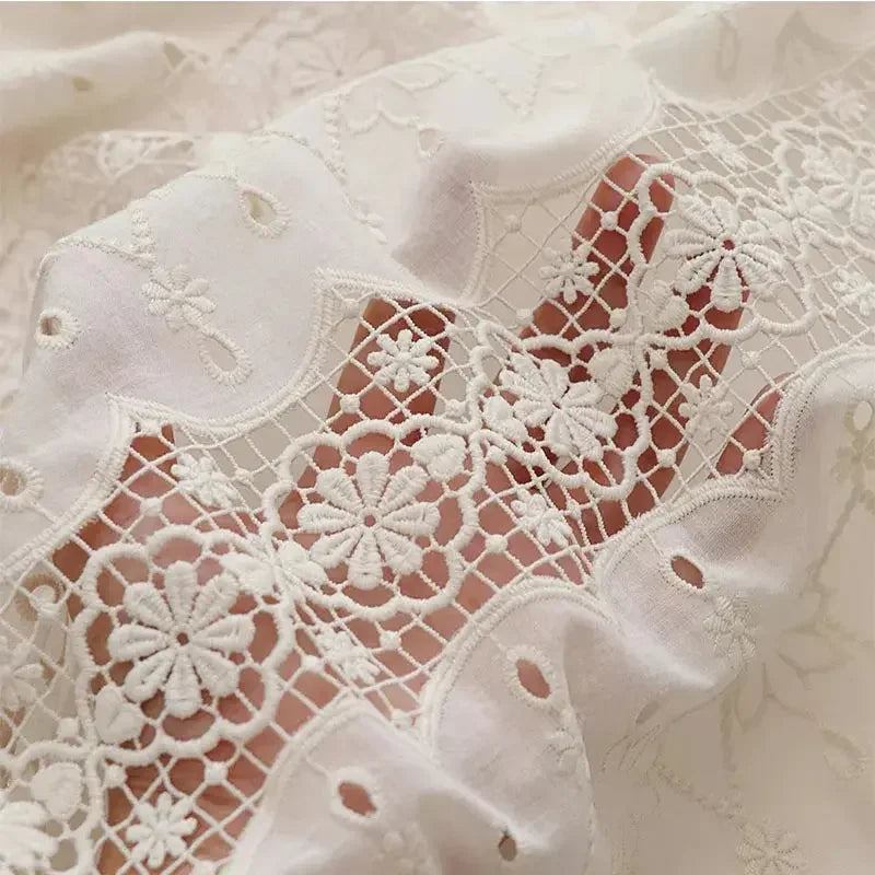 Pure Cotton Hollowed Out Embroidery Fabric Shirt Skirt Clothing Fabric DIY Tablecloth Handmade Fabric Apparel Sewing Fabric - Confia