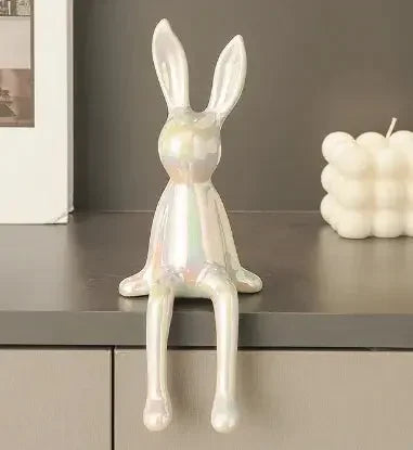 Rabbit decorations sculptures ornaments creative art fashion ceramic materials electroplating technology bedroom living room foyer - Confia