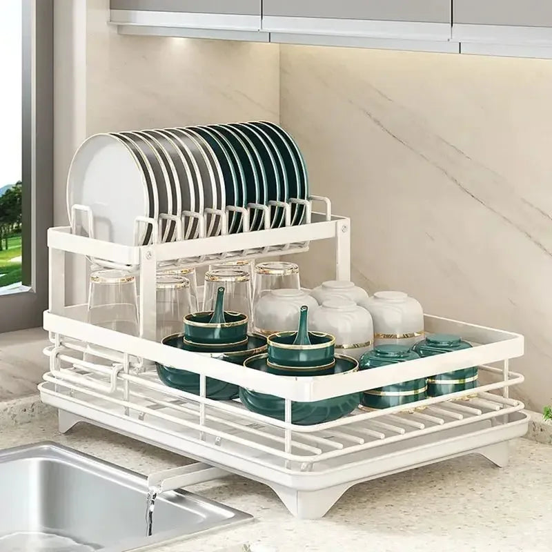 Simple Trending Dish Rack for Kitchen Counter, Large Capacity Dish Rack with Utensil Holder, Cutting Board Holder, Drain Board Tray for Kitchen Counter Storage - Confia - reusablefoodstoragebags confia