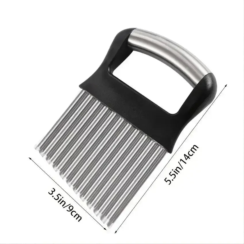 Upgrade Your Kitchen with a 1pc Crinkle Cutter - Wavy Chopper Knife for Fruits, Vegetables, Salad, Carrots, Potatoes & Fries - Confia