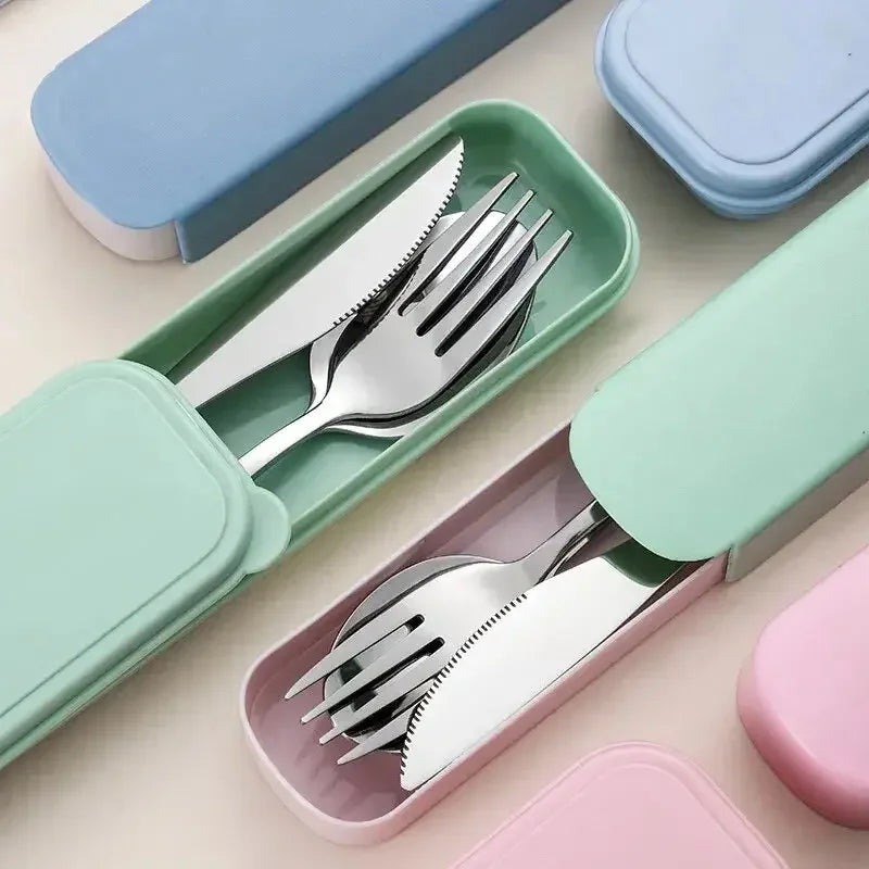 Stainless Steel Silver Cutlery Set For Dinning Table 3 Pieces Premium Silverware Set Flatware Set with Gift Box Dinnerware Tableware Set Portable Travel Cutlery Set Gift - Confia