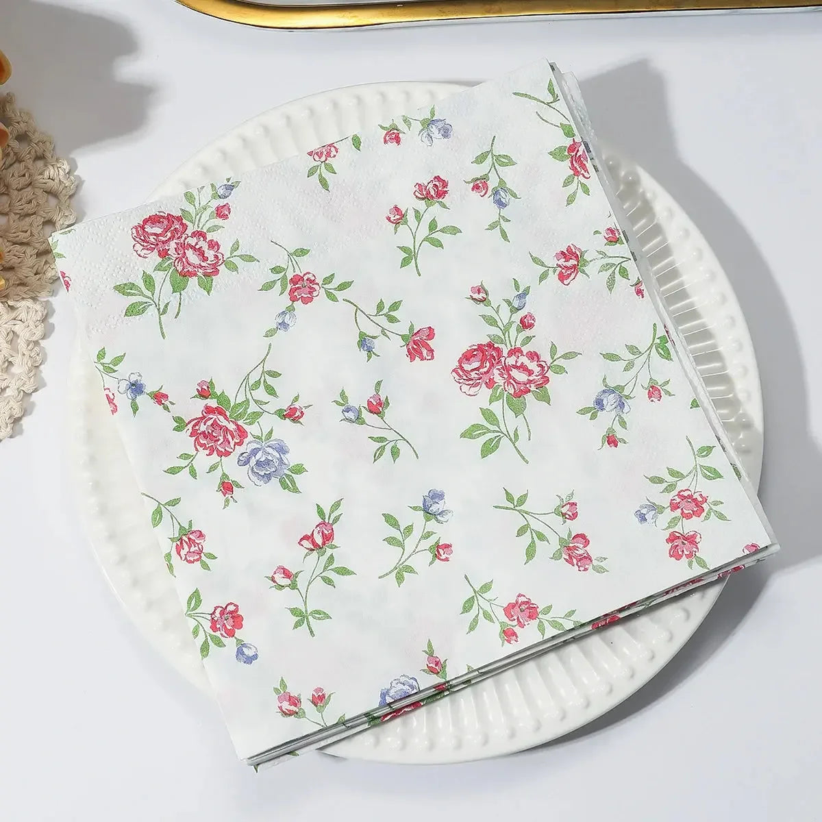 Flower Paper Napkins | Table Decorations | Art Decoupage Napkin | Disposable Birthday Party Serviettes - Confia - reusablefoodstoragebags confia