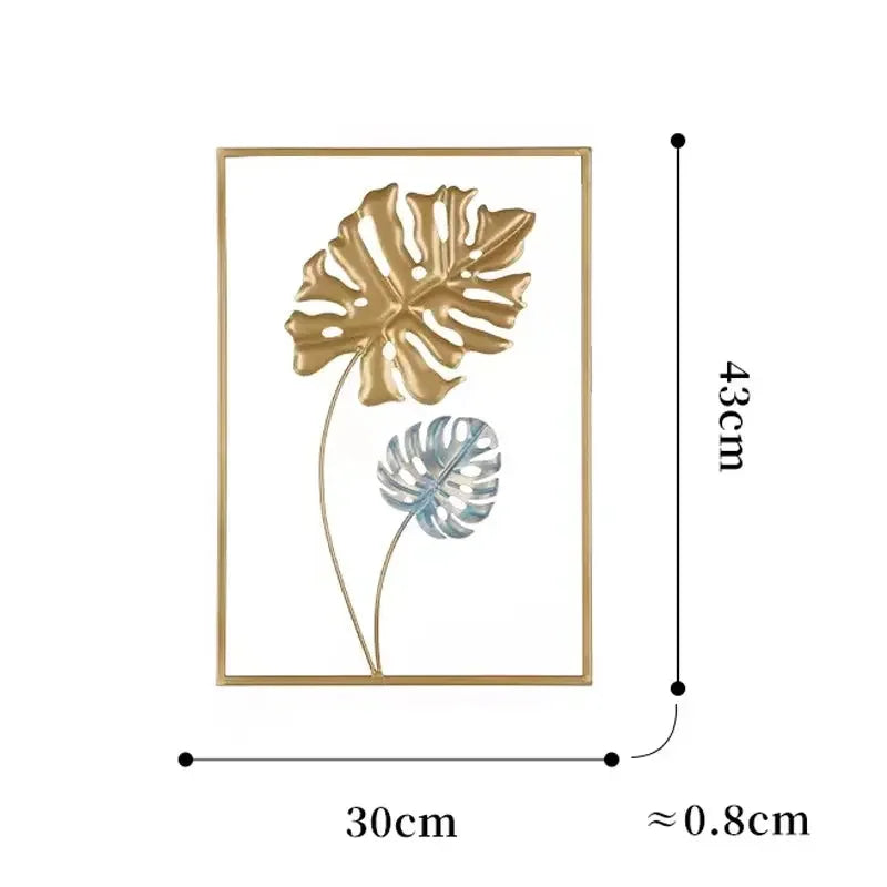 Metal Leaf Iron Wall Hanging Decor Palm Maple Leaves Plant Ginkgo Nordic Wall Pendant Mural Living Room Bedroom Home Decoration - Confia