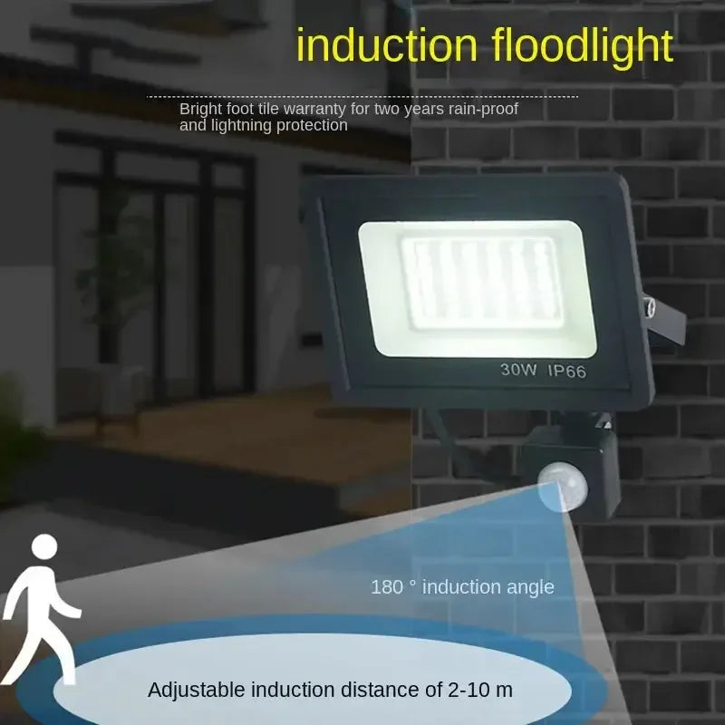 LED Floodlights 100W 50W 30W 20W 10W PIR Motion Sensor IP66 Waterproof LED 220V Hanging Exterior Outdoor Wall Lamp Spotlight - Confia