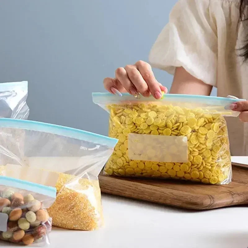 Reusable Storage Bags, Zipper Lock Bags, Food Grade Transparent Storage Bags - Confia - reusablefoodstoragebags confia