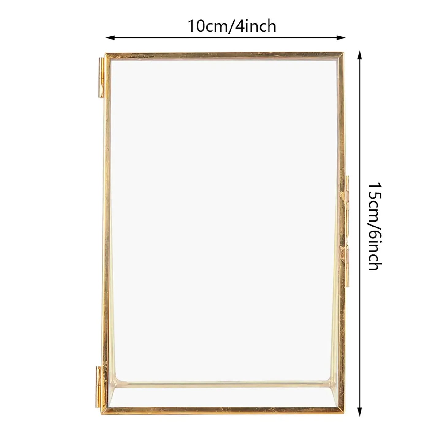 Decorative Glass Photo Frame with Gold Metal Stand, Table Brass double Glass Photo Frame for Dried, pressed Flowers, Floating Frame for Gifting 5x7 inches Tabletop, decorative - Confia