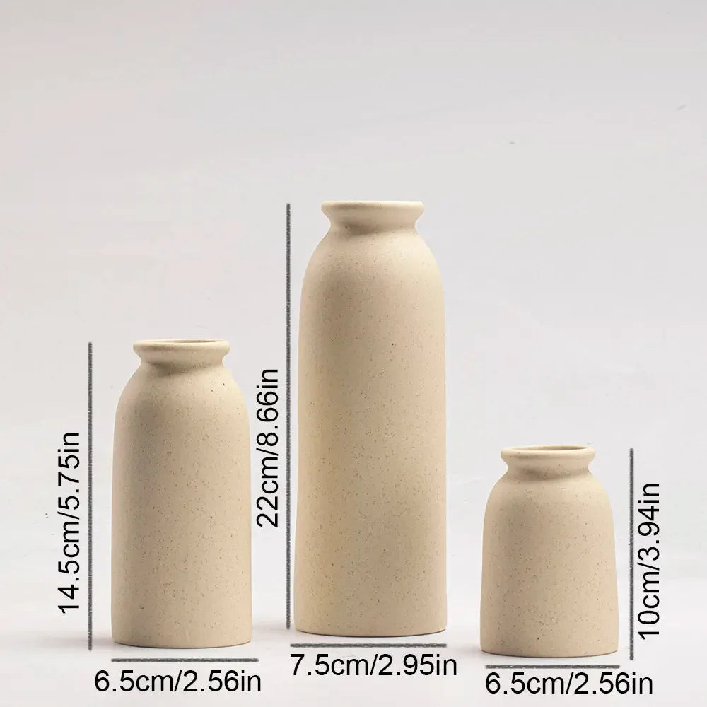 Ceramic Vase,Small Vases for Decor, Set 3 Modern Boho Vases for Flower Pampas, Fit for Living Room Desk Shelf Decor - Confia