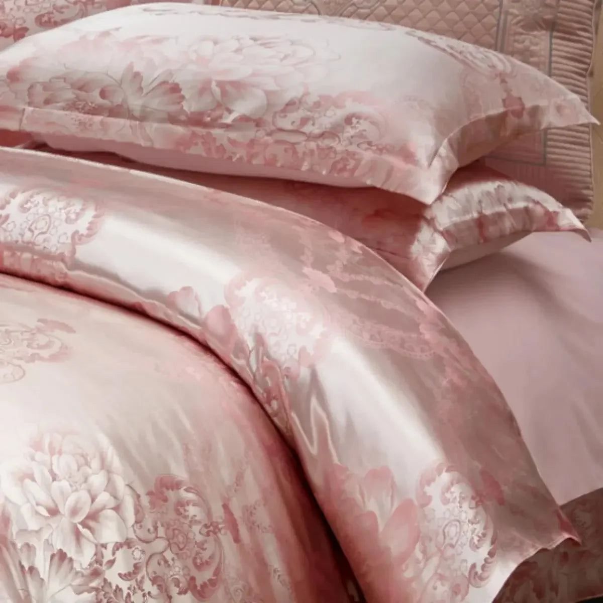 2-3 PCS Satin Jacquard Bed Decor Set 1or2 PillowCover 1 Sheet 180*230/240*250cm, PillowCover 48*74cm Shrinkagefree Fade Resist - Confia - reusablefoodstoragebags confia