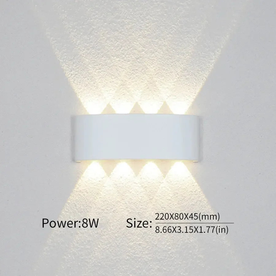 16 Watts Wall Lights 8 Ray Oval Up-Down LED Outdoor Waterproof IP65 Exterior Wall Step Light Fixture Waterproof Lamp (Warm White, Black Body) 16 Watts (8 Way) - Confia