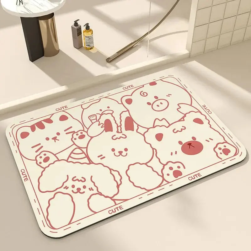Bath Mats Cute Cat Dog Diatom Ooze Kitchen Accessories Prayer Mat Diatomaceous Earth Mat Non-Slip Super Absorbent Quick Drying Bathroom Mat Natural, Easy to Clean - Confia - reusablefoodstoragebags confia