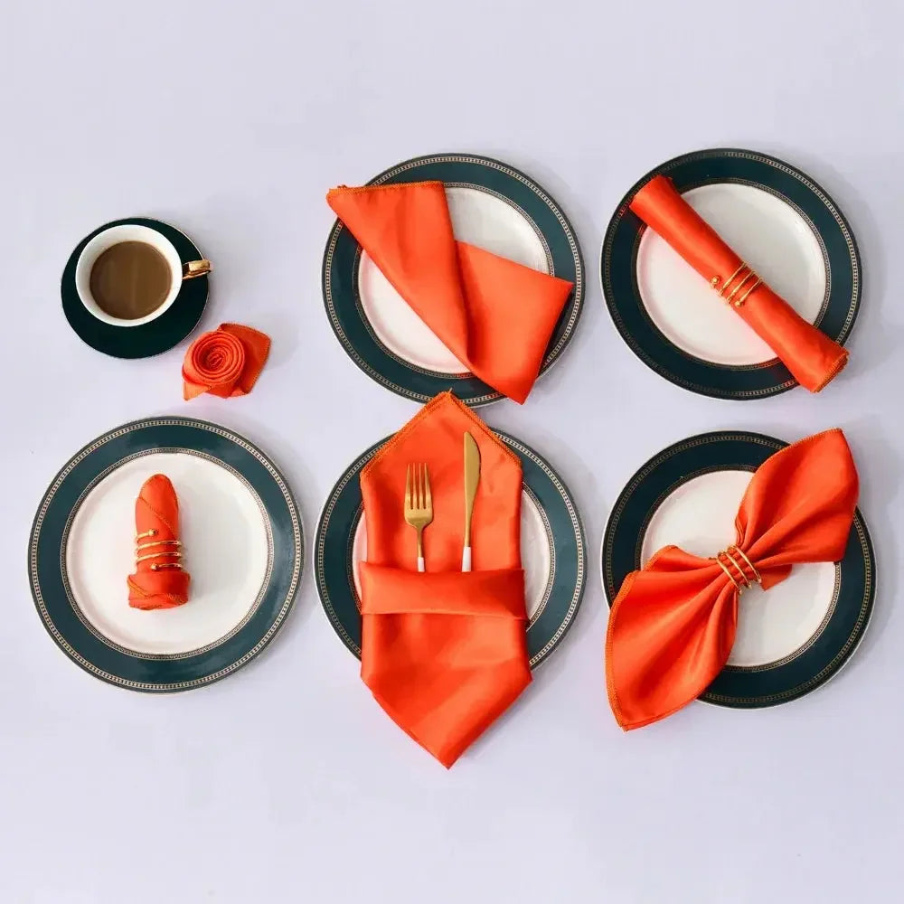 12Pcs 30*30cm Square Satin Table Napkin | Hotel Serving Table Napkins | Washable Handkerchief | Wedding Birthday Banquet Decoration - Confia - reusablefoodstoragebags confia