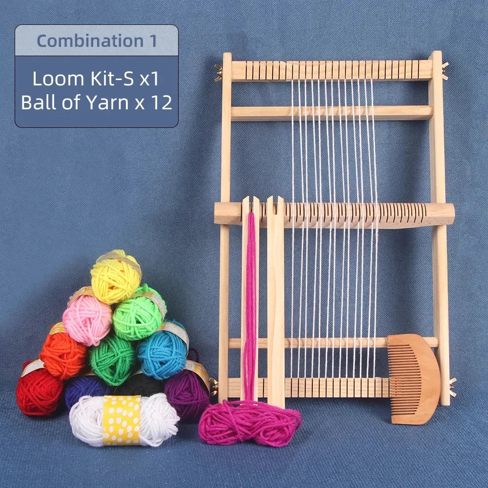Large Wooden Weaving Loom Kit Frame Loom Learn To Weave Earthy Beginner Tapestry Kit Wall Decor With Loom and Tools - Confia
