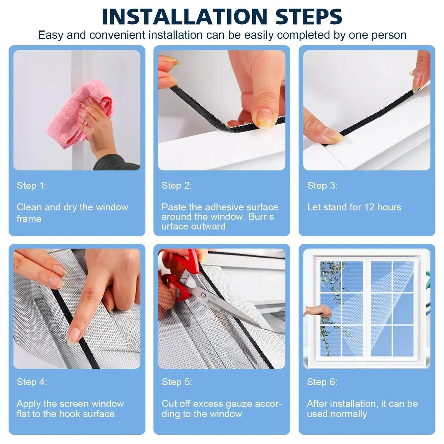 Anti Fly Mosquito Net DIY Self-Adhesive Fly Mosquito Window Net Easy Install Polyester Mesh Insect Screen for Windows & Doors, Strong Adhesive Velcro, Washable & Reusable Bug Screen - Confia - reusablefoodstoragebags confia