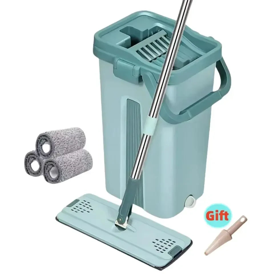 360 flexible Mop Heavy Quality Floor Mop with Bucket, Flexible Kitchen tap Flat Squeeze Cleaning Supplies 360 Flexible Mop Head/2 Reusable Pads Clean Home Floor Cleaners - Confia - reusablefoodstoragebags confia